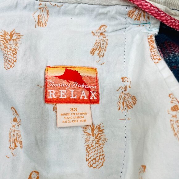 Tommy Bahama Relax Men’s Size 33 Blue Plaid Linen Blend Shorts - Picture 4 of 6